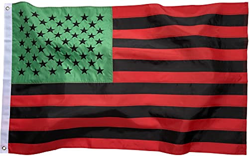 Afrikanische Flagge (Afro), amerikanische Flagge, bestickte Sterne, genähte Streifen und Messingösen, für den Außenbereich, Nylon, US-Banner in Rot, Grün und Schwarz