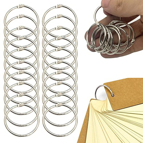 Ringbuch Ringe,Binder Ringe,Bücher Ringe,Heftringe 20 mm,Karteikarten Ring,20 Stück Metallringe für Buchbinder für Memo-Ablage,Schlüsselanhänger,Namensschilder,Fotoalbum und Schlüsselringe Silber