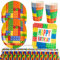HGSHUO Stoviglie per Feste di Compleanno Decorazioni Arcobaleno Stoviglie per Compleanno Tovaglia Piatti Bicchieri di Carta Tovaglioli Happy Birthday Forniture per Feste Baby Shower 10 Ospiti
