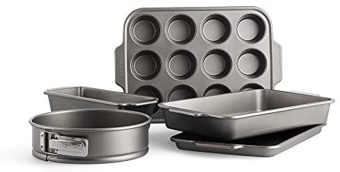 KitchenAid Aluminized Steel 5-teiliges Backformen-Set, PFAS-freie Antihaftbeschichtung, backofenfest, spülmaschinenfest, grau