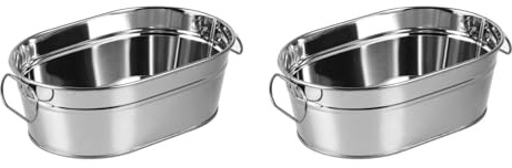 Happyyami 2pcs Ice Buckets for Parties Tin Bucket Ice Galvanized Bucket Tub Metal Beer Buckets for Bars Stainless Steel Drink Tub Container Wine Portable Drink Chiller for Seafood Fried Chicken