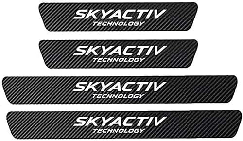 eonet 4 Pcs Car Door Sill Protector for Mazda Skyactiv 3 6 CX3 CX5 CX7 CX9 CX30, Carbon Fiber Threshold Protective Stickers, Car Door Sill Scuff Plate, Auto Styling Trim Accessories