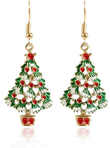 BSLVWG Weihnachtsdekoration, Damen-Weihnachtsohrringe, Weihnachtsbaum/Schneemann/Schneeflocken-Ornamente, Schmuck, legierung, Geschenke für Frauen, Feiertagsfeier (01)