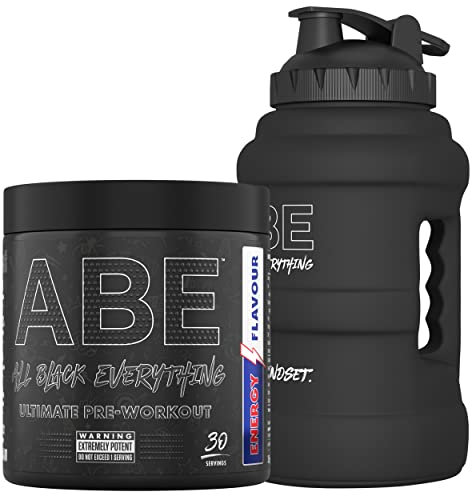 Applied Nutrition Bundle ABE Pre Workout 375g + JUG 2.5 LT Matt Black | All Black Everything Pre Workout Powder, Energy & Physical Performance with Creatine, Beta Alanine (Energy Flavour)
