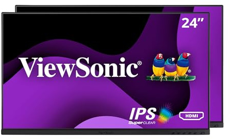 ViewSonic VG2448A-2 24 Inch 1080p Dual Pack Computer Monitor, Head Only | Dual Pack Head-Only, 1080p, Ultra Thin Bezels, HDMI, DisplayPort, VGA, USB Hub, 40-Degree Tilt, Home Office, Dual Setup