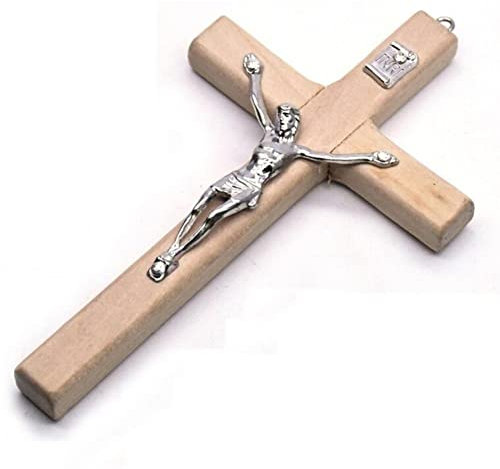 Croix Murale en Bois jésus catholique Plaque Artisanale Croix Murale Crucifix Mural Suspendu avec Trou pour décoration Murale d'église à la Maison