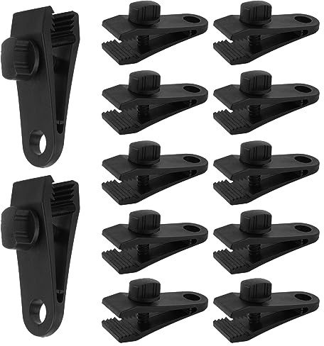Lot de 12 Tendeurs de Bâche - Clips de Fixation Réglables pour Tente - Pinces Étanches en Plastique - Voile d'Ombrage - Jardin et Camping