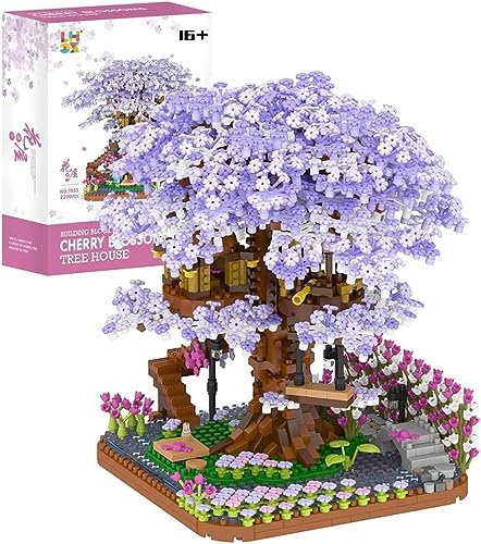 Tirff Sakura Arbre Maison Construire Bloc, 2200 Pièces Ensemble de Construction Cabane dans Les Arbres, Sakura Botanical Collection Building Set pour Adultes, Not Compatible with Lgo