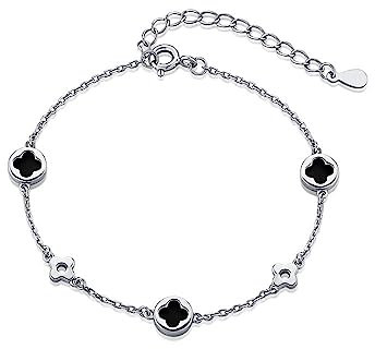Ellie Rose London Sterling Silver Rhodium Plated Clover Bracelet ERLB012