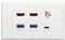 Annadue 6 Port Wall Plate with No Wire Mess, 2xHDMI, 2xUSB3.0, 1xType C, 1xCat6 Ethernet Wall Plate for TV, Projector, Computer