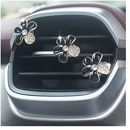JNNJ 6 Pièces Marguerite Clip De Ventilation Voiture, Clips Décoration Voiture En Forme De Marguerite Mignonne, Décorations D'accessoires Désodorisants Sortie Voiture Pour Femmes Filles(Noir)