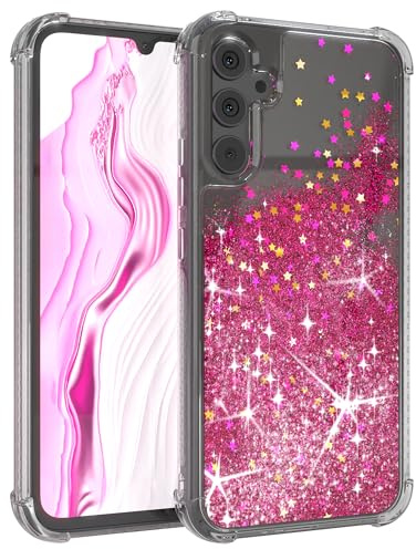 EAZY CASE - Schutzhülle - kompatibel mit Samsung Galaxy A34 stoßfest Ultra Dünn, Soft Silikon, erhöhter Rand für Bildschirm & Kamera, Glitzernde Hülle für Frauen und Mädchen in Glittery Pink