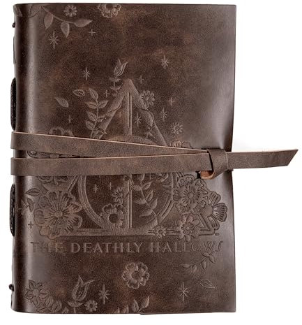 CON*QUEST Conquest Journals Harry Potter Heiligtümer des Todes, Leder-Tagebuch, 12,7 x 17,8 cm, veganes Leder, geprägter Einband, 240 unlinierte Seiten, 120 g/m² Papier, offizielles Lizenzprodukt