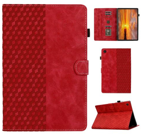 CASAFUNY Funda para Samsung Galaxy Tab A9+ / A9 Plus 11 Pulgadas 2023 Protectora Carcasa para SM-X210/X215/X216 con Soporte Función y Auto Sueño/Estela, Rojo