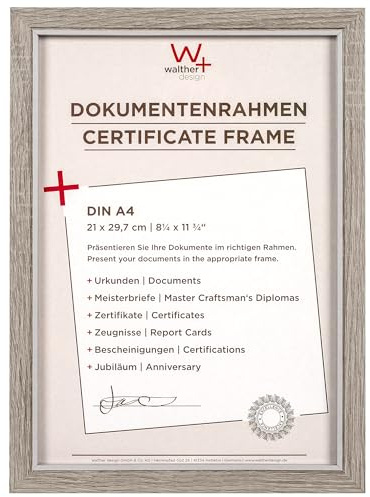 walther design Bilderrahmen DIN A4 21x29,7 cm grau, Hygge Holzrahmen, NC130D