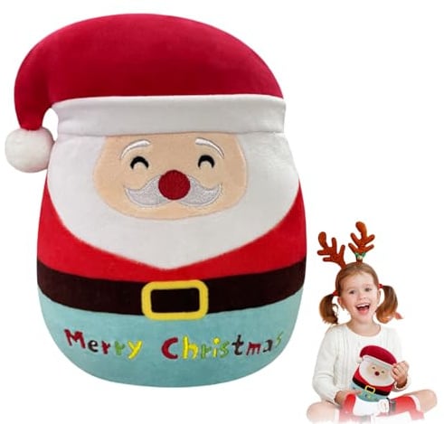 POPOYU Weihnachten Plüsch,8’’ Kleines Kuscheltier Weihnachtsmann Stofftier Gefüllte Plüschpuppe,Weihnachten Squishmallows Plüschkissen Spielzeug für Kinder Mädchen Jungen Xmas Sofa Dekoration Geschenk