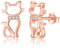 INFUSEU Katzen Ohrringe, 925 Sterling Silber Roségold Katze Süßer Ohrstecker Schöner Haustier Tier Schmuck Winziger Knorpel Ohrring Geschenke für Mädchen Frauen