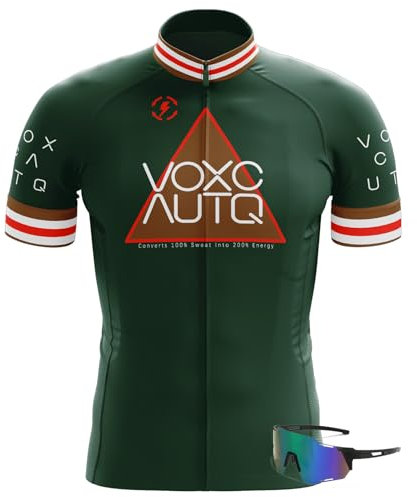 VOXCAUTQ Herren Fahrrad Trikot Kurzarm, Rennrad Trikot Herren, MTB Radtrikot, Atmungsaktiv Und Schnelltrocknend (XL, Grün)