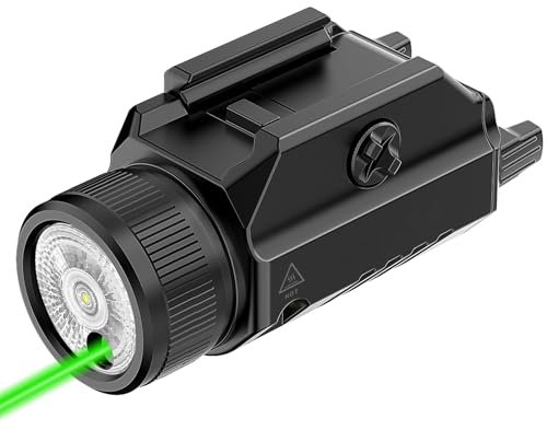 DARKFANG 1200 lumens Picatinny lampe de poche et laser vert combo avec batterie rechargeable extérieure intégrée