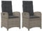 vidaXL Gartensessel mit Kissen 2 STK., Gartenstuhl mit Verstellbarer Rückenlehne, Liegestuhl mit Stahlrahmen, Sessel Stuhl Relaxsessel, Grau Poly Rattan