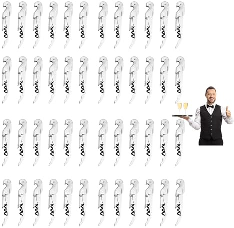Wein Korkenzieher,3-in-1 Kellnermesser + Flaschenöffner + Kurzmesser Kapseln,Wein- und Bieröffner Edelstahl für Sommelier Barkeeper (12, Weiß)