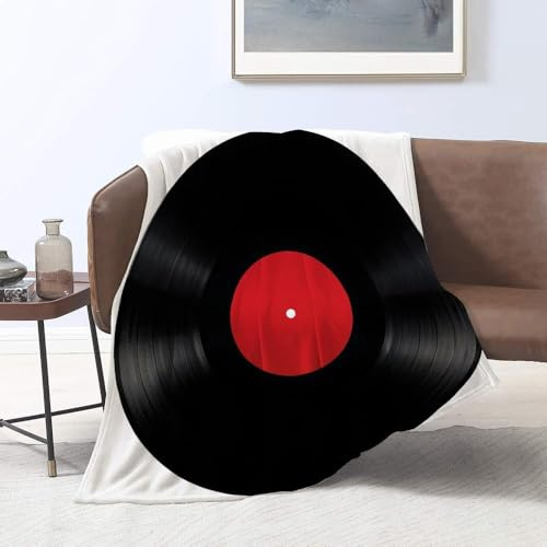 Kuscheldecke Flauschig Musik 3D Decke 150x200 Vintage-Schallplatten Wohndecke Schwarz Weich und Warme Flanell Fleecedecke für Sofadecke Couchdecke Tagesdecke 5799m