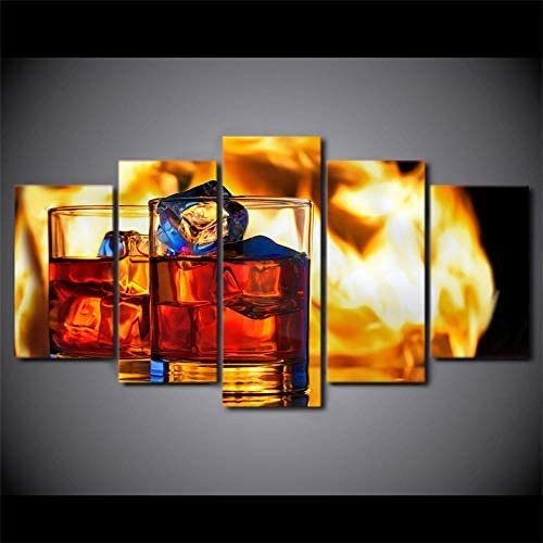 5 Pezzi Stampa Su Tela In Moderni Quadri Bicchiere Di Vino Vino Rosso 125 X 60 Cm Camera Da Letto Decorativa Soggiorno Parete Casa Decor Arte -3U4I+W7R7-