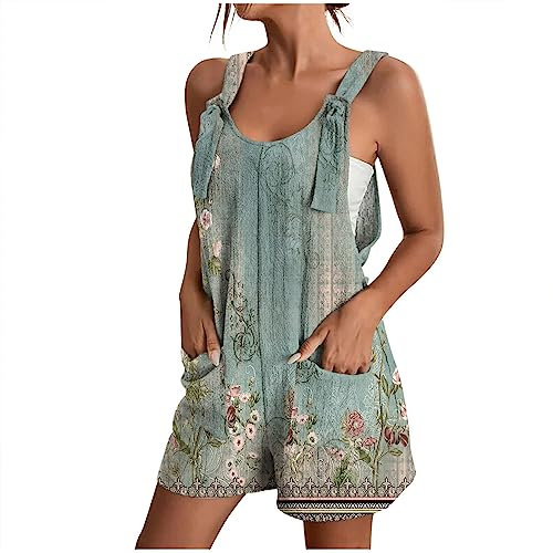 Jumpsuits for Womens UK Fashion Short Dungarees Adjustable Strap Sleeveless Wide Leg Suspender Rompers with Pockets Summer Casual Backless Playsuits for Women UK Bib Overall Air Essentials