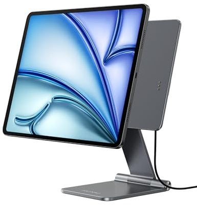 KU XIU X33 Pro Max Support de Charge Magnétique sans Fil pour iPad Pro 13 M4 (2024) Uniquement, Support Pliable en Alliage d'Aluminium pour Tablette, Support de Bureau Ajustable à 360° avec Câble 1M