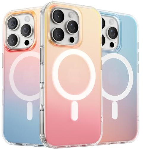 ORNARTO Compatible with iPhone 16 Pro for MagSafe Case,Shockproof Protective Rainbow Case,Wireless Charging Magnetic Phone Cases Cover 6.3 inch-Sunset