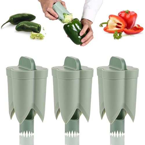 Pepper Seed Corer Remover, 2024 New 2 in 1 Bell Pepper Easy to Use Durable Core Remover Corer Fruit Corers Corer Tool for Vegetables for Pineapple Pear Kitchen Gadget (3)