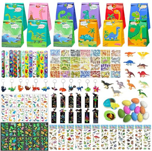 EIKEJI Dino Party Mitgebsel Kindergeburtstag, Dinosaur Party Gastgeschenke Kinder, Give Aways Kindergeburtstag Jungen mit Dinosauriereier Tattoo Aufkleber für Geburstag Party Geschenke