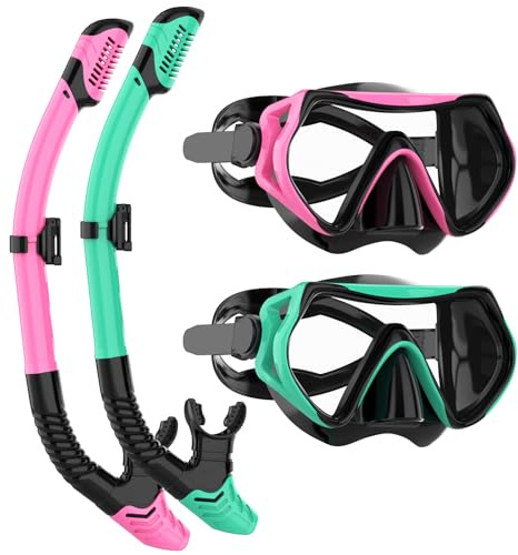 JRing Schnorchelset Erwachsene, Taucherbrille und Dry Schnorcheln Set Anti-Leck & Anti-Fog Schwimmbrille Schnorchelmaske Tauchmaske für Herren und Damen