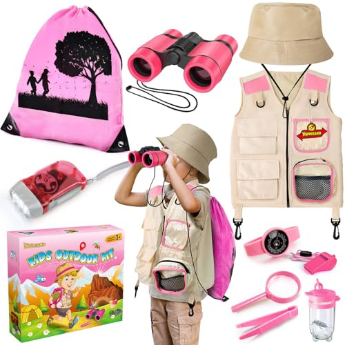 Kit d'exploration pour Enfants, kit d'aventure avec Sac à Dos, Jumelles