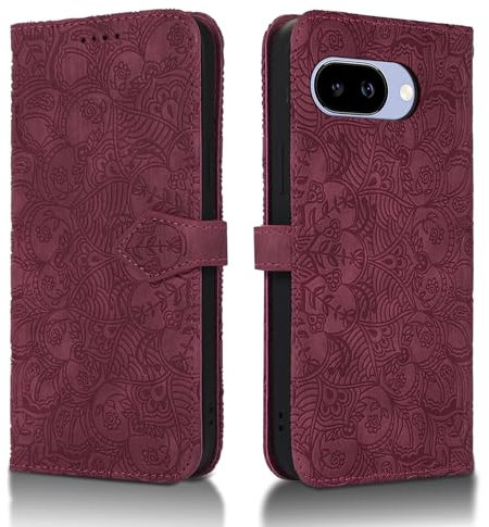 Succtopy Custodia per Google Pixel 9a 5G Portafoglio in Premium PU Pelle Libro Cover Protettiva Stand Caso con [Slot Schede] [Magnetica Chiusura] Case per Google Pixel 9a 5G Vino Rosso