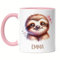 Kindertasse mit Namen Personalisiert, Personalisierte Tasse Kinder mit Faultier, Namenstasse Faultiertasse, Kinderbecher als Geschenk zur Taufe, Geburt Weihnachten - Tasse Rosa