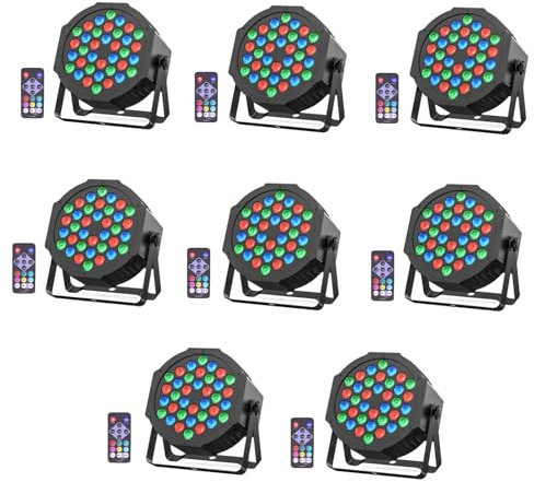 DayFlicker 8PCS RGB LED Par Scheinwerfer, 36 LED Strahler Discolicht mit Fernbedienung und Sound-Aktivierung, Disco Licht Partylicht für DJ Hochzeit Konzert Club Bar Hochzeiten Geburtstagsfeiern