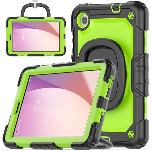nincyee Funda protectora resistente para tablet Lenovo Tab M8 de 4ª generación de 8 pulgadas 2024/2023, funda de silicona 3 en 1 a prueba de golpes con soporte para lápices, correa para el hombro