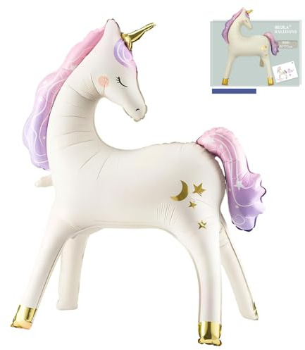 Einhorn Luftballons, XXL Folienballon Einhorn Aufblasbar,EinhornDeko Dergeburtstag,Folienballon Süßes Unicorn Ballon,EinhornBallon Stehend, Party für Mädchen Junge