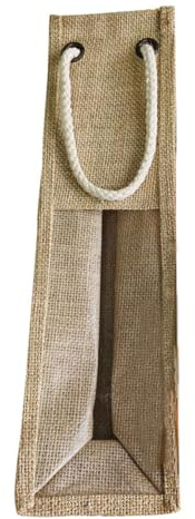 GLSTOY Linen Wine Bottle Bag with Window Portable Wine Bottle Holder Tote for Travel and Home (37x10.5x9.5 Cm)