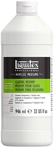 Liquitex 7532 Professional Lasur Medium für Acrylfarben - für dünne, transparente Glasuren und Lasureffekte, erzeugt maximale Transparenz - 946ml Flasche, Transparent