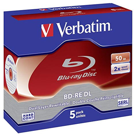 Verbatim BD-RE DL 50GB 2X, 5er Jewelcase, 43760, Weiß , 5 Stück (1er Pack)
