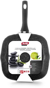 IBILI - Grill natura, 28 x 28 cms, Aluminio, Antiadherente estilo piedra, Apto para induccion