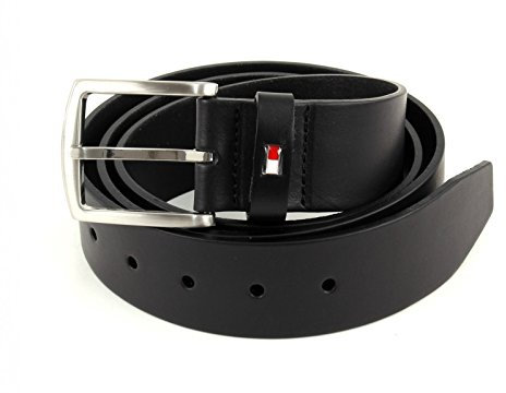 Tommy Hilfiger Uomo Cintura New Denton 4.0 Belt Cintura in Pelle, Nero (Black), 110 cm