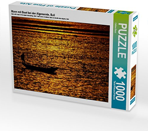 CALVENDO Puzzle Mann mit Boot bei der Algenernte, Bali | 1000 Teile Lege-Größe 64 x 48 cm Foto-Puzzle für glückliche Stunden
