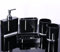 5tlg Badezimmer Zubehör Set, Badset mit Emulsionflasche, Zahnbürstenhalter, Seifenschale und 2 Gurgeln Tasse, Badezimmer-Toiletten-Set, Schwarz
