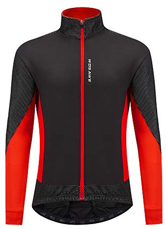 WOSAWE Veste de Cyclisme pour Homme Thermique Respirant Coupe-Vent Sportwear pour Hiver Automne (BL276 Rouge XXXL)
