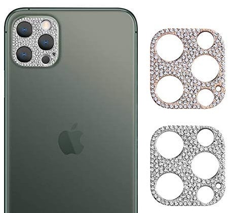 AiMok [2 Pack Camera Lens Protector Compatible with iPhone 11 Pro Max, Bling Diamond Crystal Lens Protective Decoration Sticker Cover for iPhone 11 Pro Max (Silver+Rose Gold)