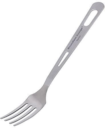 iBasingo Titan Gabel Haushalt Küchenhelfer Ultraleichtes Besteck Wiederverwendbares Geschirr Essgeschirr Campinggerät für Rucksacktouren, Wandern, im Freien Ti1042T