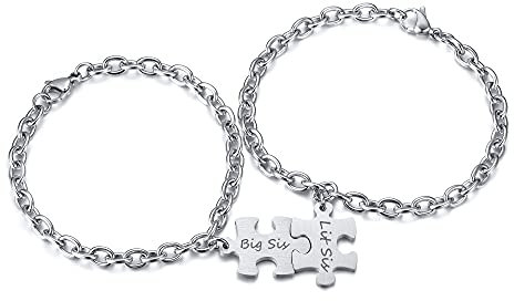 Personalisierte Edelstahl beste Freundschaft Armband Mit 1/2/3/4 Stück Puzzle Anhänger für Damen Paare Schwester Seelenverwandte Puzzle-Armband für Geburtstag Jahrestag Freundschaft Graduierung